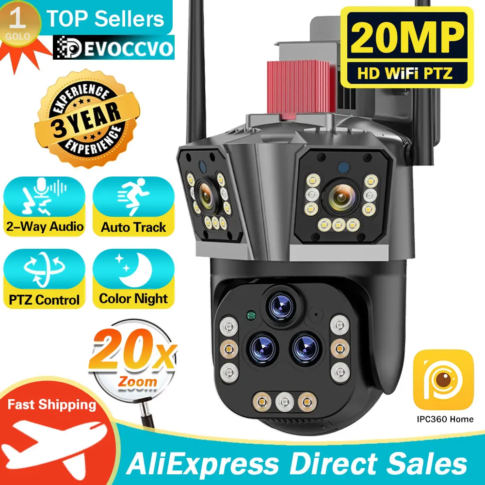 

10K 20MP 5 Lens Ai Tracking IP66 Waterproof 20X Zoom Wireless Camera WiFi PTZ Network Camera With Audio Speaker 16MP Security IP