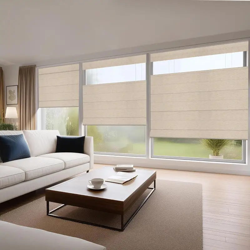 Fast Shipping Motorized Top Down Bottom UP Roman Shades Alexa Google Timing Phone APP Control Cordless Roman Blinds For Window