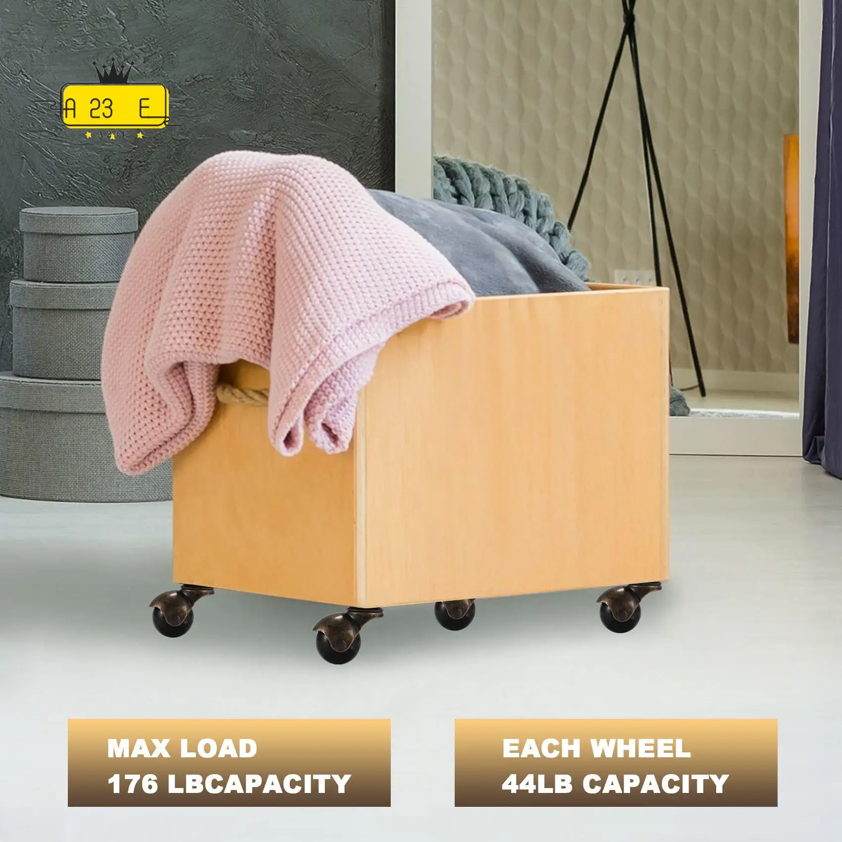 A23E-[4 pacotes] Rodas giratórias com placa superior e bola com capuz, bronze antigo (1,5 polegadas sem freio)