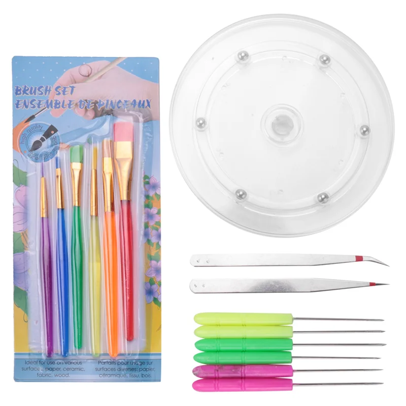 YWDZ-15 Pcs Cookie Decorating Kit Supplies,Cookie Turntable,Cookie Brushes,Scriber Needles For Kitchen Baking Tools