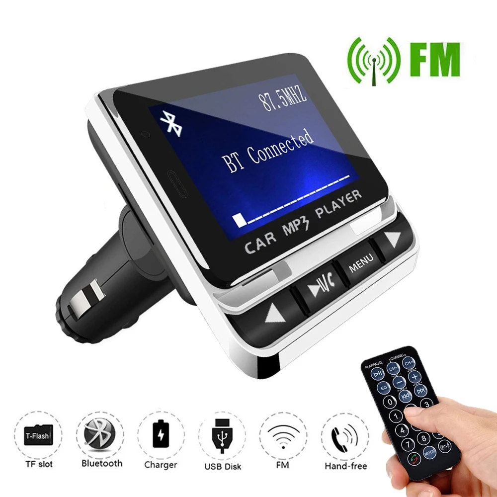 

Car FM Transmitter Bluetooth MP3 Music Player Remote Control and Music Playback Charging Station