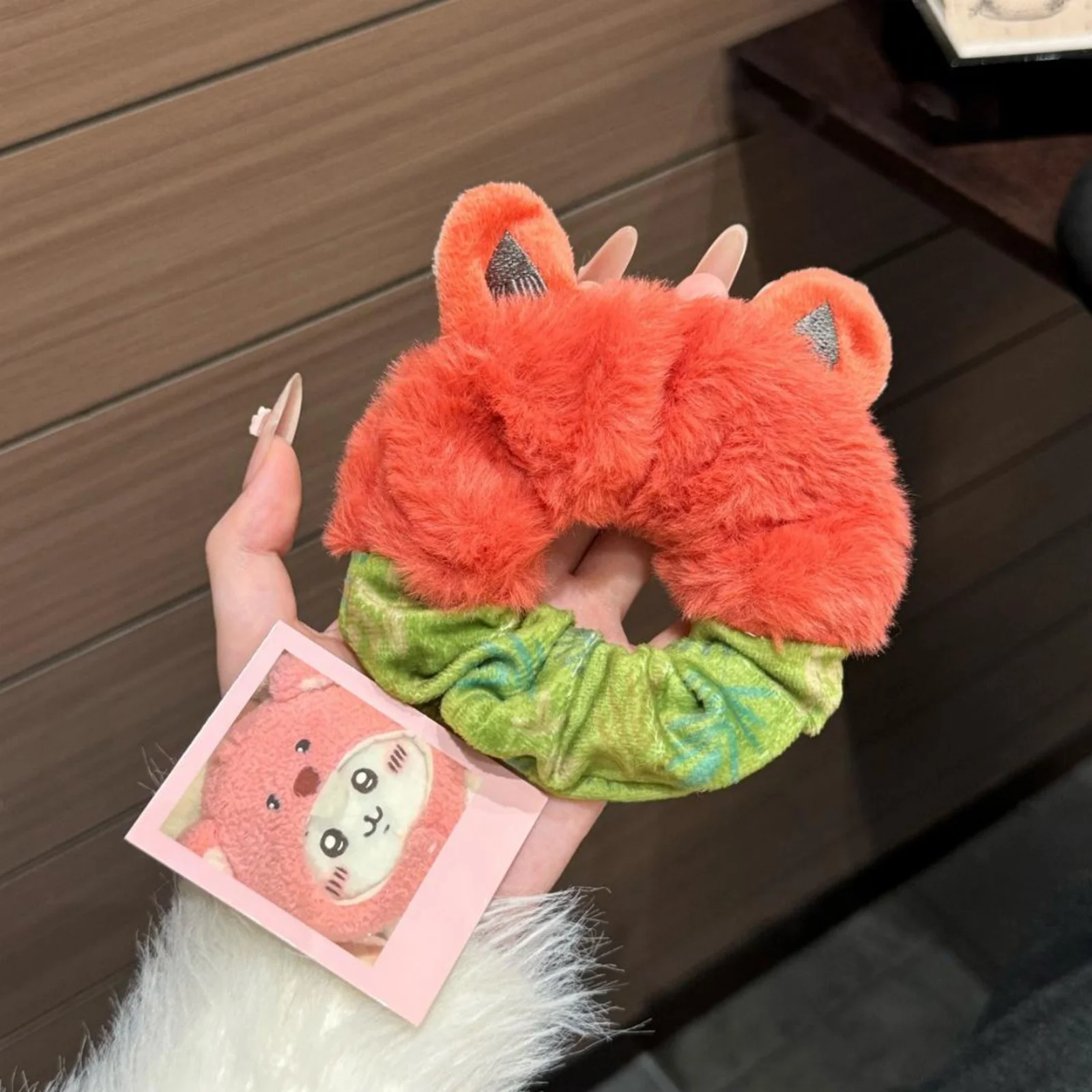 1/2PC Crazy Animal City Theme Plush Scrunchie Set, Fox Rabbit Hair Ties, Cute Cartoon Hair Accessories, Stylish Party Hair Decor image 6