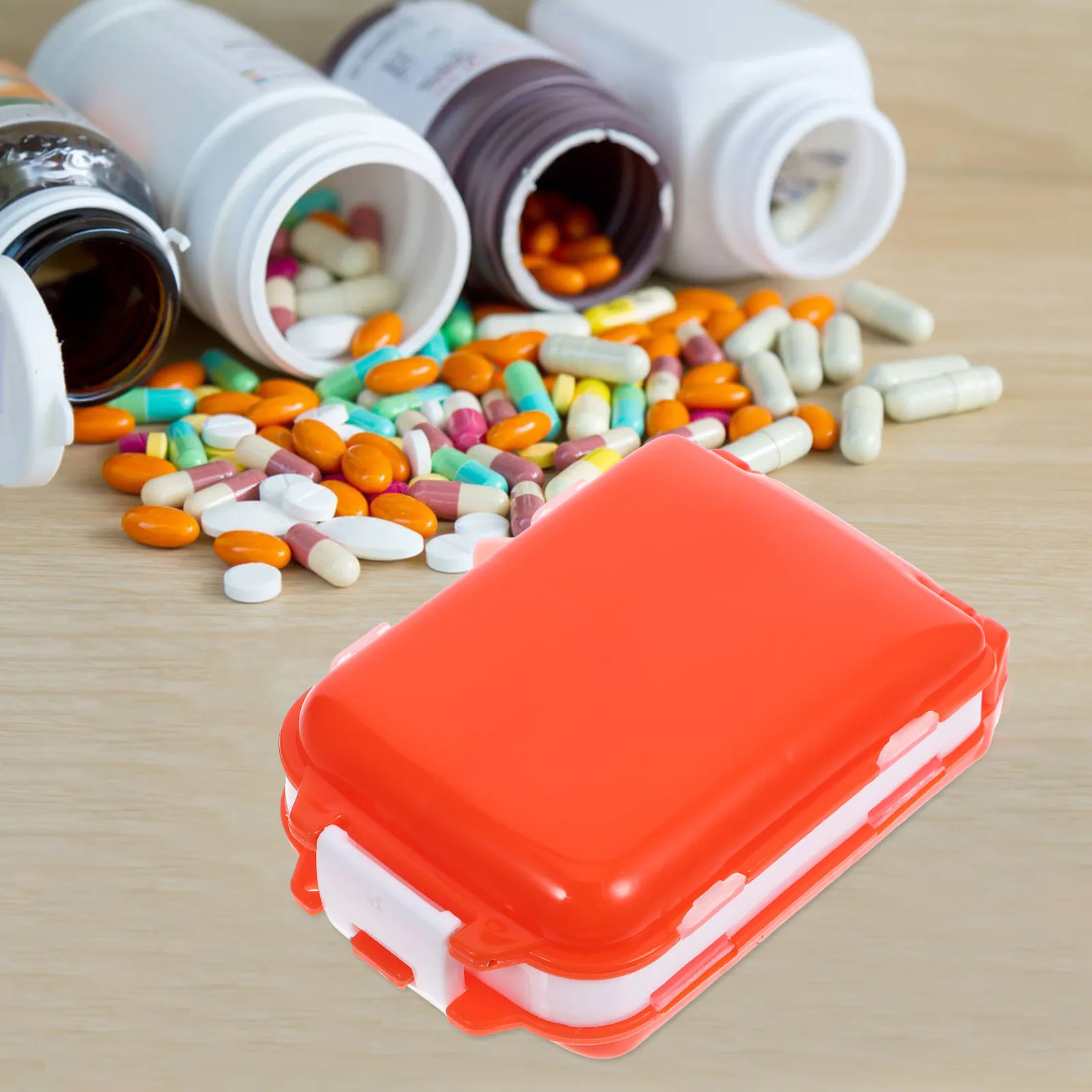 Three-Layer Eight-Grid Pill Organizer Medicine Storage Case Portable Compact Multi-Grid Dispenser Travel Medicine Organizer