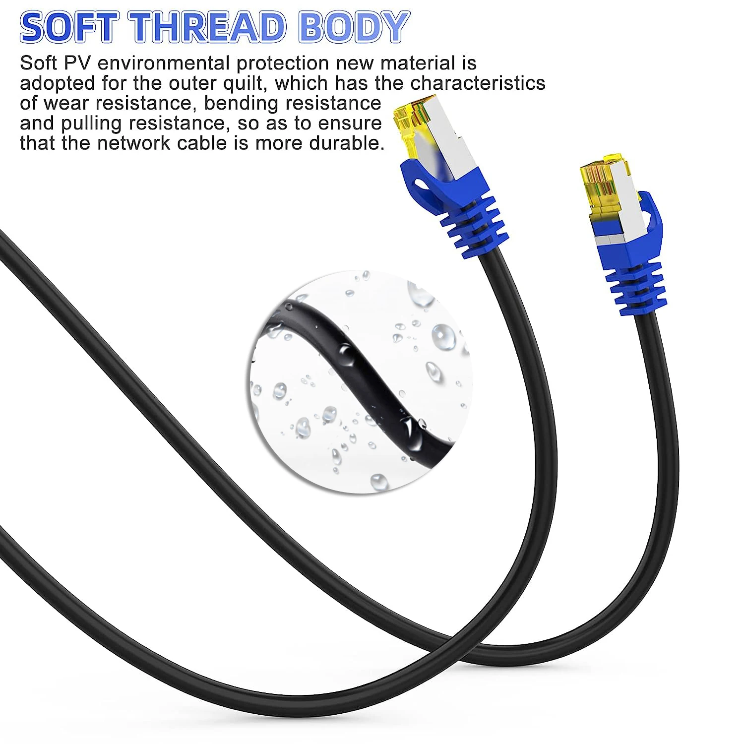 Cat 8 Ethernet-Kabel 40Gbps 2000MHz SSTP RJ45 Outdoor & Indoor Hochgeschwindigkeits-Netzwerk-Patchkabel für Zuhause und Büro – Detail 4