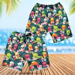 Pantalones cortos con estampado de calavera y sonrisa divertida para hombre, ropa hawaiana, Hip Hop, esqueleto, pantalones cortos de playa, Aloha, Trunks góticos, Tops para niños