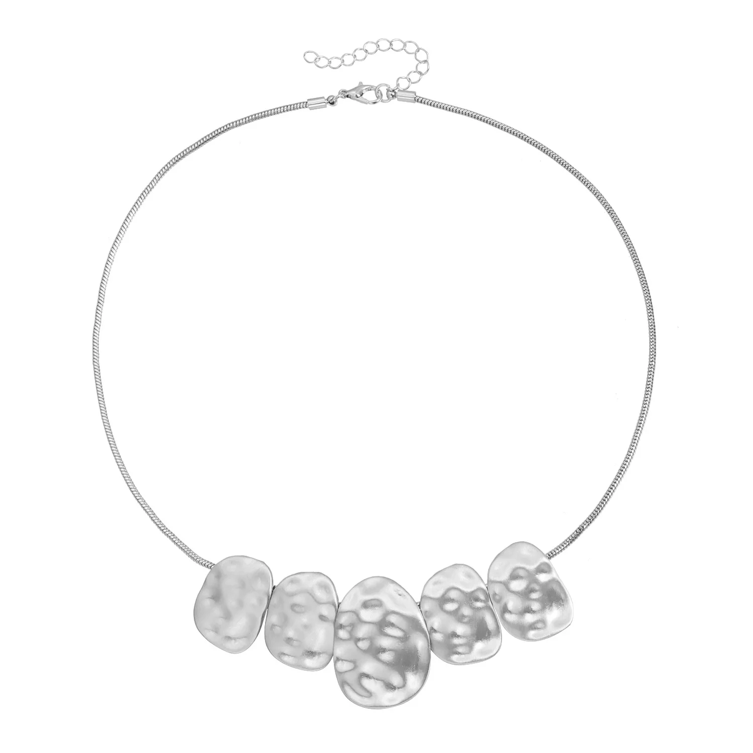 Geometric irregular metal necklace with concave convex texture ins, light luxury fashion short accessory