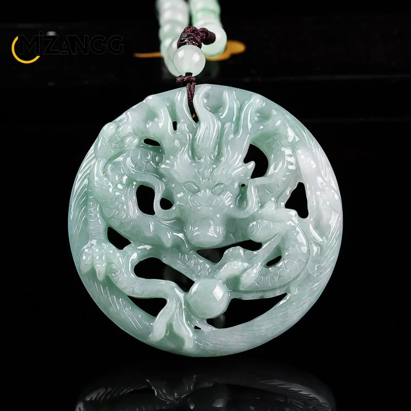 

Натуральный жадеит, девять драконов, кулон со знаком зодиака Дракона, двухстороннее изысканное нефритовое ожерелье с резьбой, унисекс, праздничный подарок