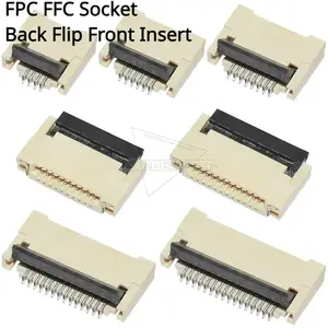 Bilashmart 10 FPC FFC Connector Socket Pitch 0.5mm Back Flip Front Insert Horiztontal Socket 4/6/8/10/12/14/16/18/20/30/32/40/50/60 Pin