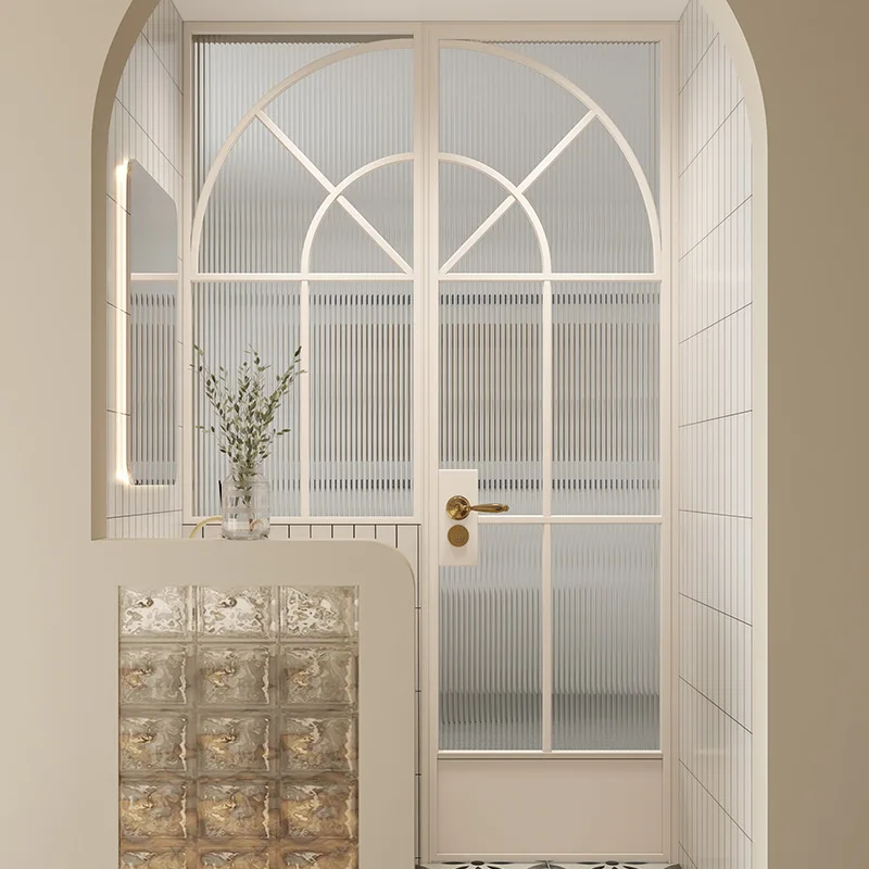Aluminum alloy French bathroom door window Changhong glass semi-partition bathroom retro old steel window door