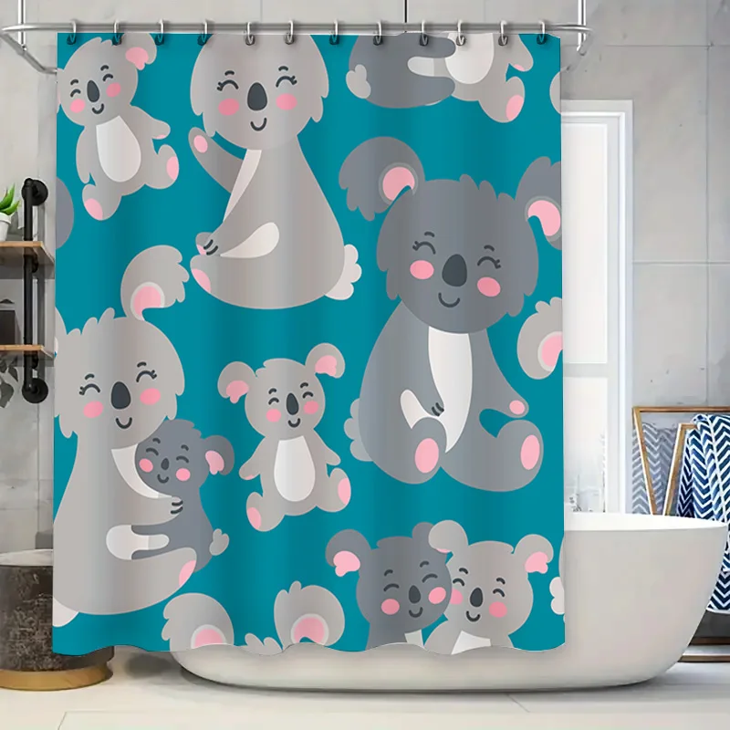 

Koala Family Bathing Shower Curtain Decor with Blue Background for Kids Bathroom Decoration 180x207cm (Medium Size)