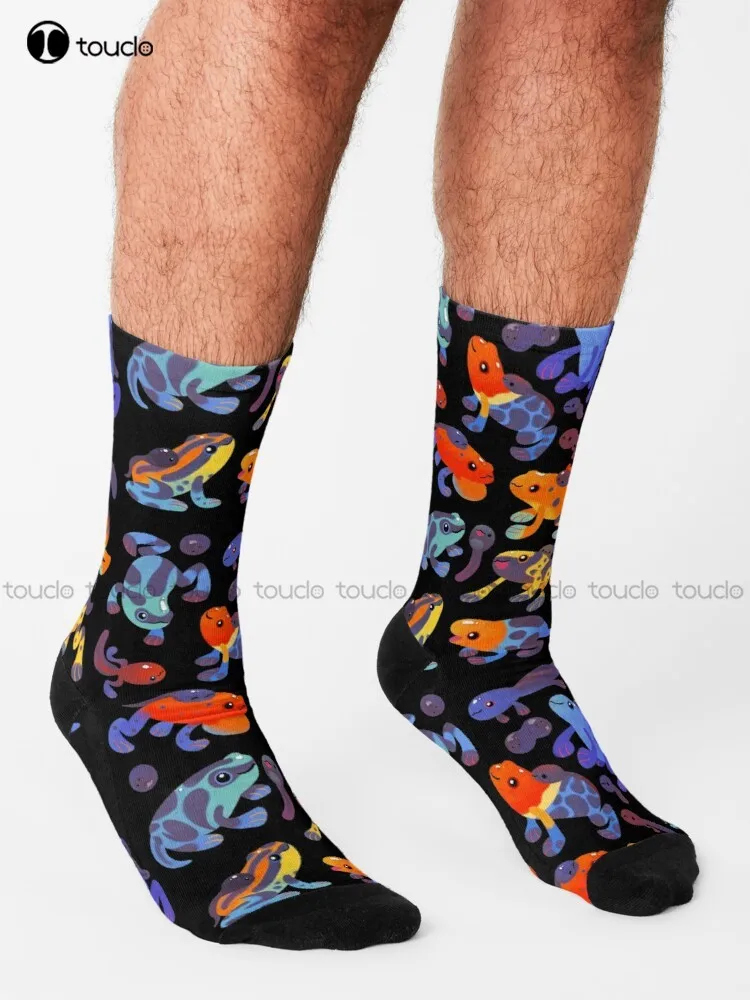 Poison Dart Frogs - Dark Socks Skeleton Socks Cartoon Comfortable Best Girls Sports Street Skateboard Socks 360° Digital Print