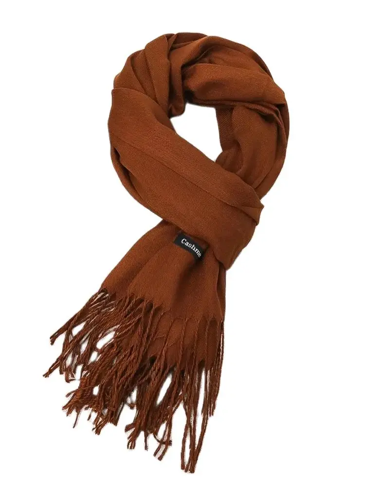 

Scarf Women's Korean Version Autumn Winter Solid Color Imitation Cashmere Warmth Thickened New Air Conditioning Fringed Shawl