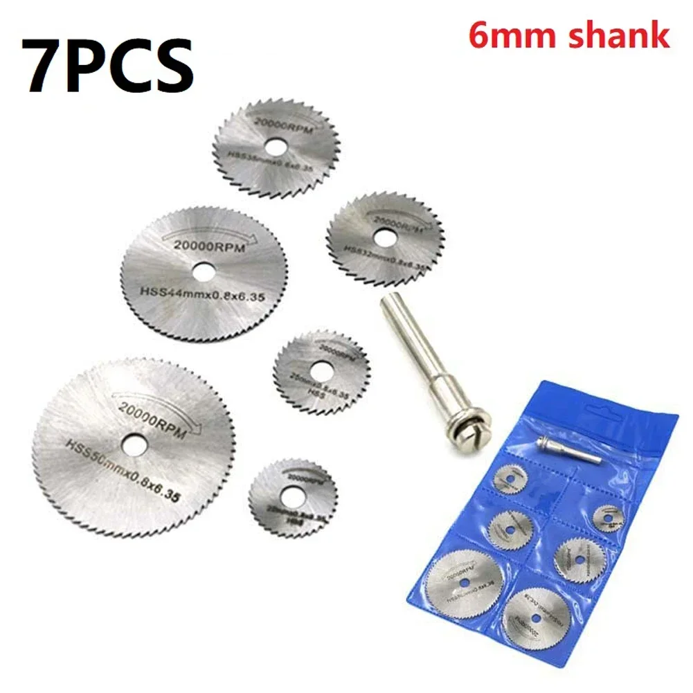 Rotary Tool Silver Blades 7PCS Mini HSS Circular Saw Blade For Metal Cutter High Hardness Mini Circular Cutting Disc