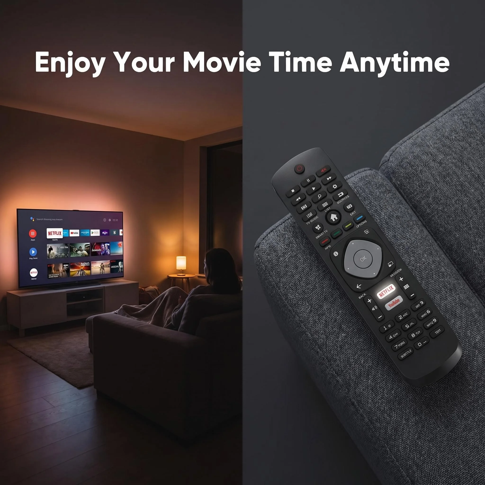 Pilot FAZV do telewizorów Philips LED 4K UHD Smart serii 43PUS 49PUS 50PUS 55PUS 65PUS, model RM-L1285+ — zdjęcie produktu 3
