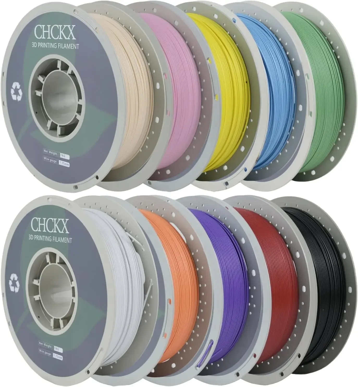 USA Stock Matte PETG 3D Printing Filament Bundle, 1.75mm, 10 Rolls, 10KG Multicolor