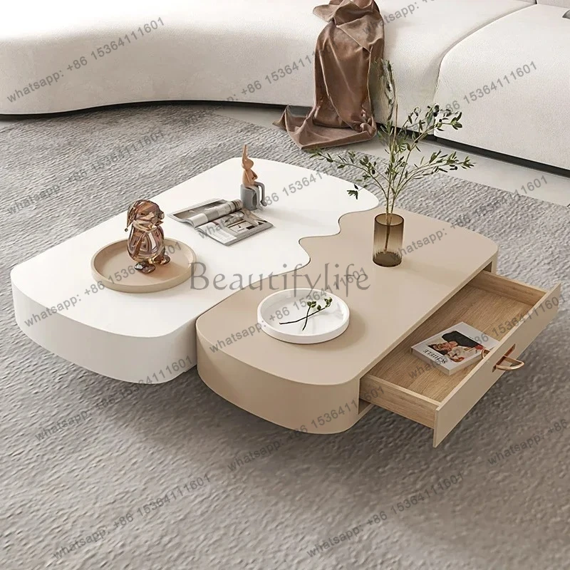 Cream wind coffee table special-shaped small apartment living room household simple modern size square coffee table