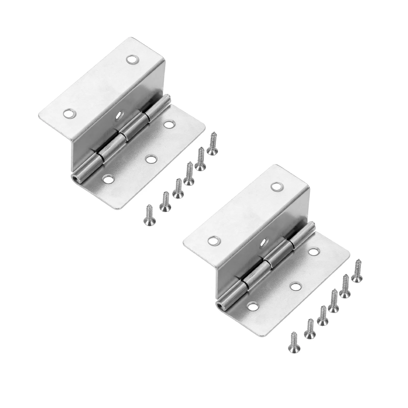2pcs Tri-fold Hinge w/screw 44mm/1.73in Silver Decor Three Equivalent Page Folded Wood Box Hinge Cabinet Suitcase Chest Hardware
