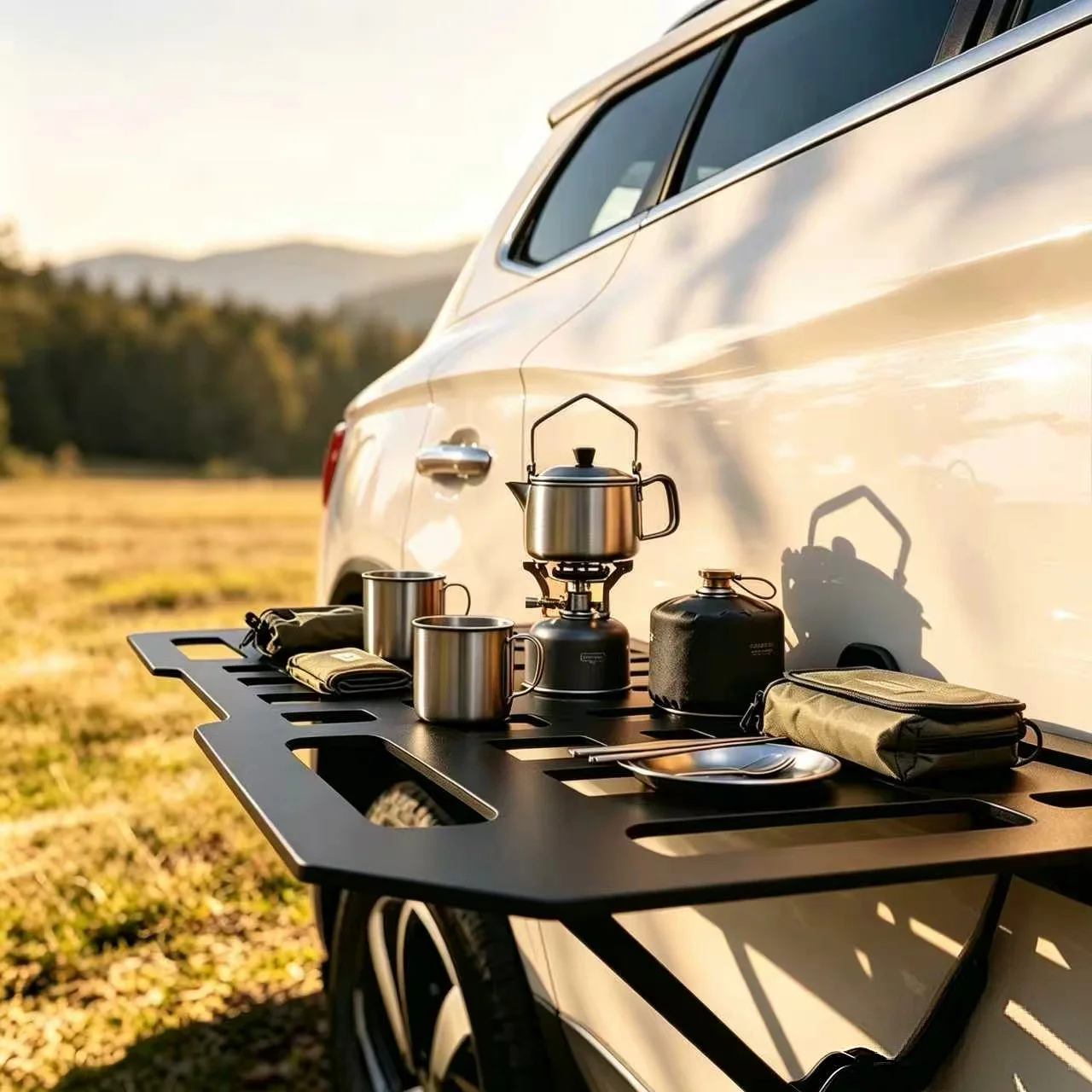 Magnetic Foldable Car Side Tray Outdoor Cooking Station for SUV Road Trip Picnic Overlanding Self-driving Travel Gear Kit Pack