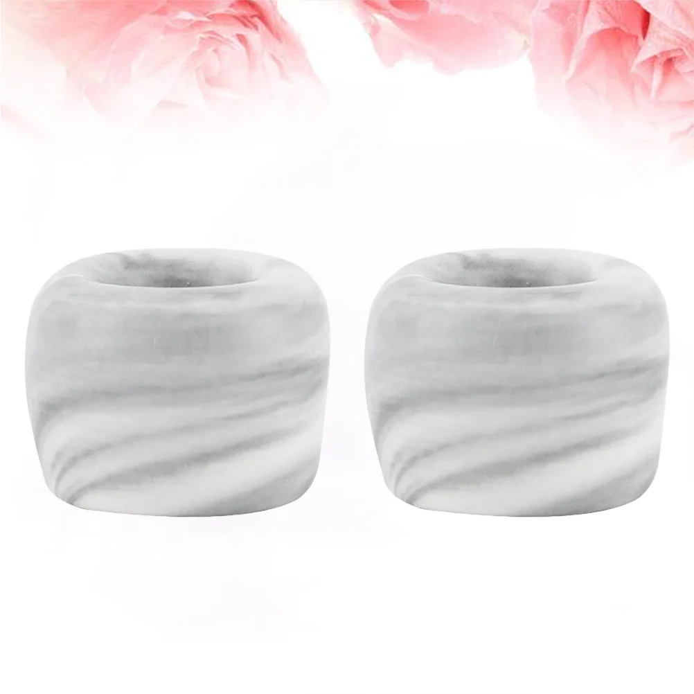 

2 Pcs Marble Toothbrush Organizer Holder Stand Pottery Ring Rack Ceramic Lovers