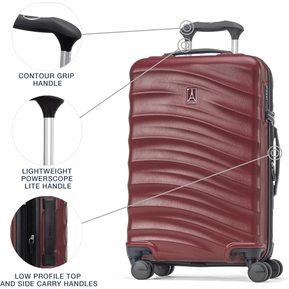 Equipaje de mano liviano y expandible con 8 ruedas giratorias, cerradura TSA y cable para viajes