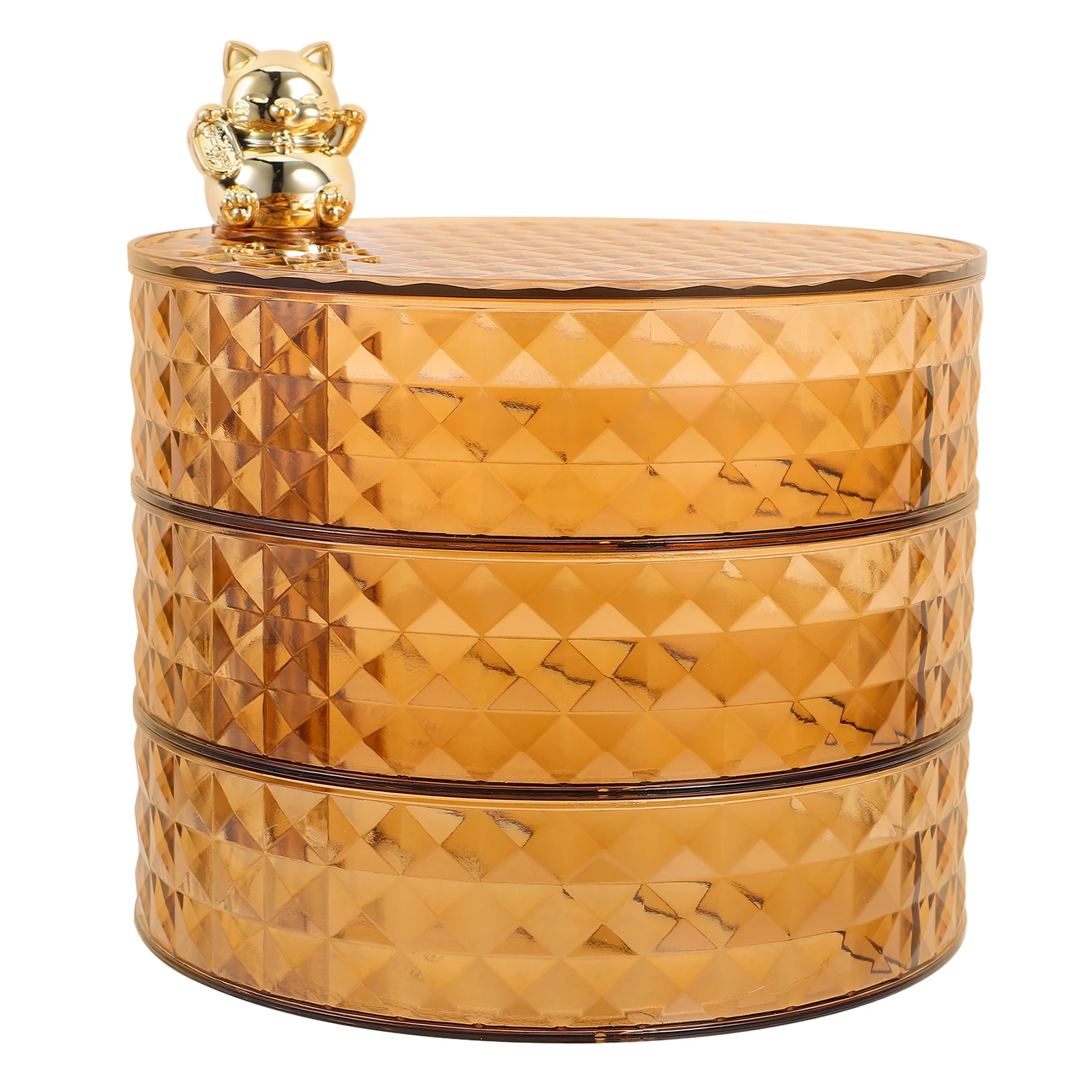 

Rotating Desktop Jewelry Organizer Clear Storage Box Women Earring Necklace Bracelet Holder Multi Layer Container Cat Handle