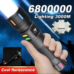 Portable White Laser Rechargeable LED Flashlights High Power Tactical Lantern Zoom Powerful Torch Lamp Outdoor Camping Fishing