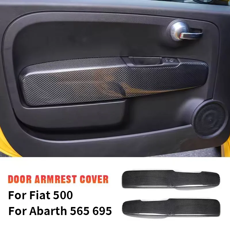 

For Fiat 500 For Abarth 595 695 Real Hard Dry Carbon Fiber 12-2025 LHD RHD Door Panel Interior Sticker Modification Accessories