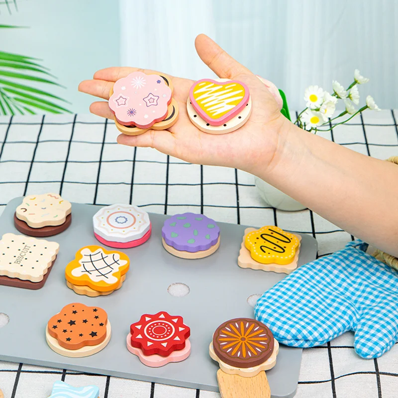 Jouet éducatif en bois, ensemble de biscuits/biscuits simulés pour les tout-petits, apprentissage Montessori, jeu de rôle, cuisine, cuisson, cadeau