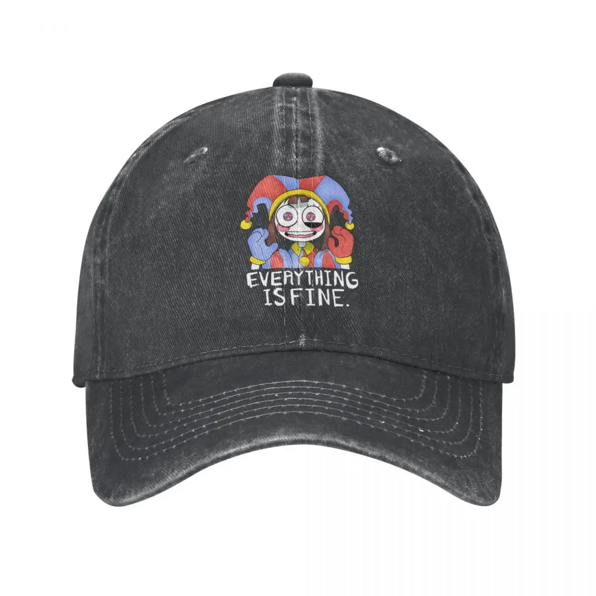 The Amazing Digital Circus Pomni Everything Is Fine Baseball Cap Vintage Distressed Headwear Outdoor Activities Adjustable Hats