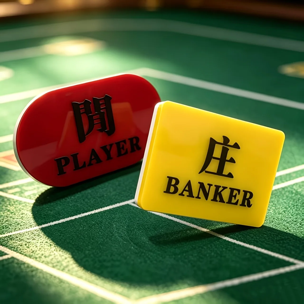 

Baccarat Banker Player Marker, Acrylic Poker Table Game Sign, Red Yellow Gaming Token for Night Party