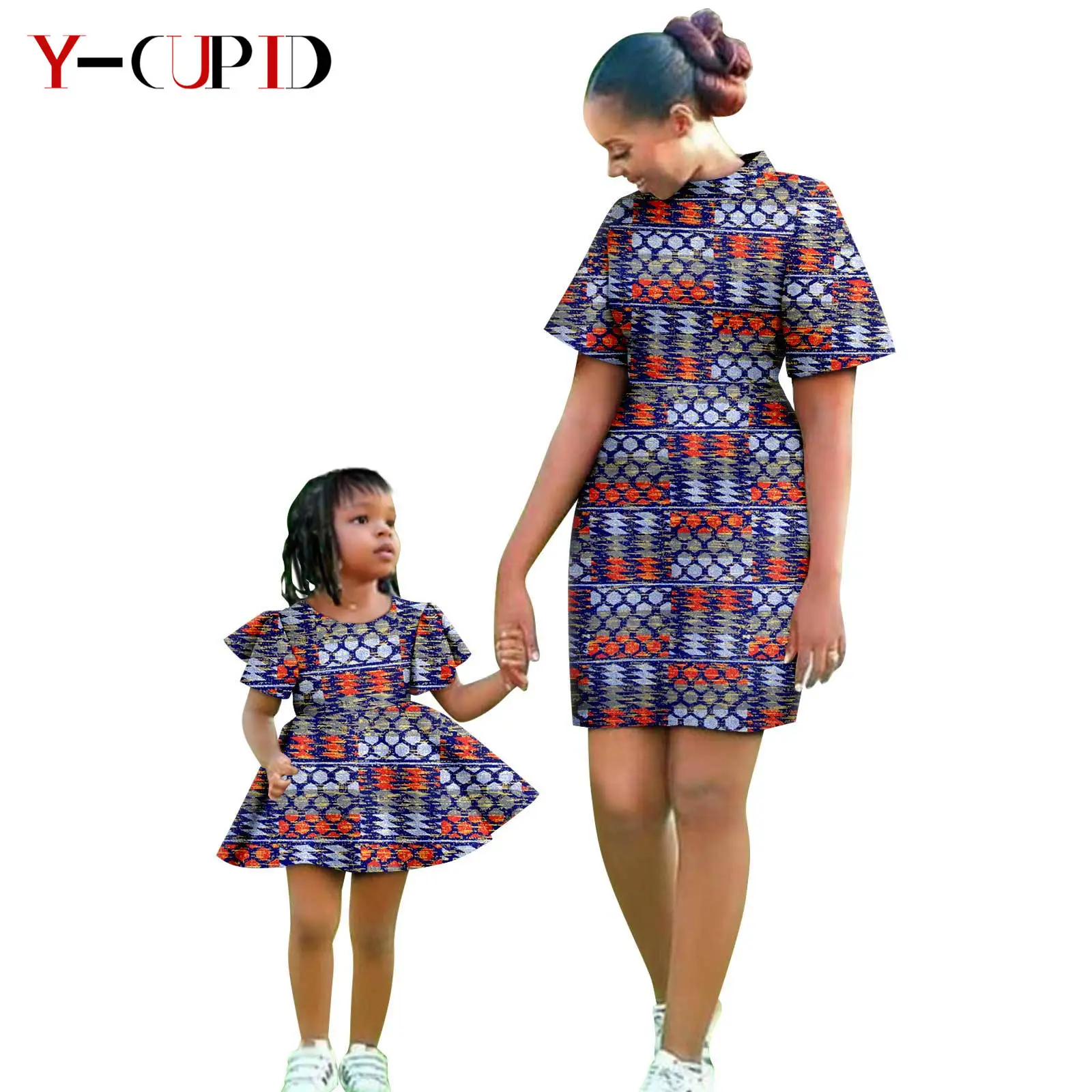 African Print Dresses for Women Matching Couple Clothes Baby Girl Dress Family Outfits Dashiki Mother and Daughte Outwear 24F033