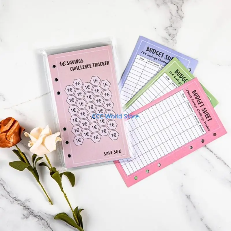 G92A A 6 48 Sheets 52 Week Save Challenge Occants Save Money Euros USD Planner Planner Easy Savor for Family
