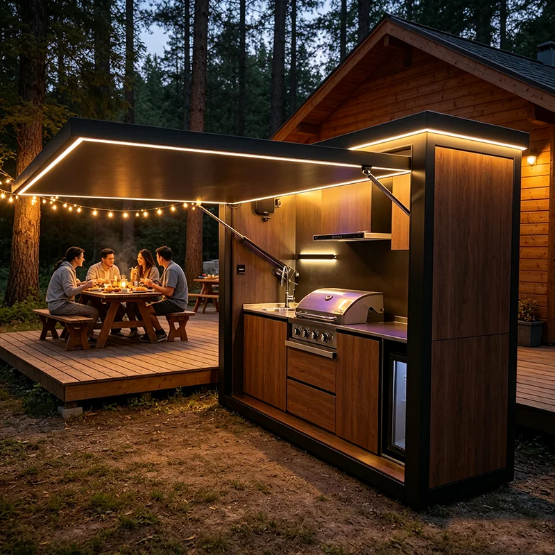 Garden BBQ Station Modular Outdoor Kitchen Stainless Steel Prefab BBQ Island