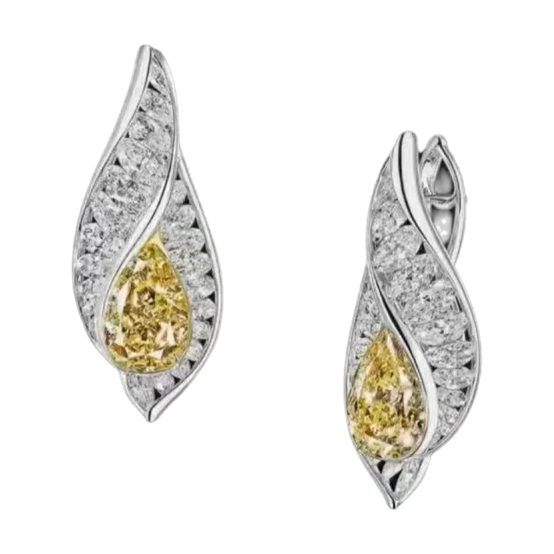 ZOCA New Luxury Yellow Unique Shape 925 Sterling Silver Earrings for Women Anniversary Gift Jewelry Wholesale