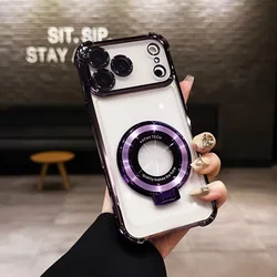 Transparent shockproof Magnetic Holder Phone Bracket Case For Samsung Galaxy S26 S25 S24 S23 S22 S21 Ultra FE Edge Stand Cover