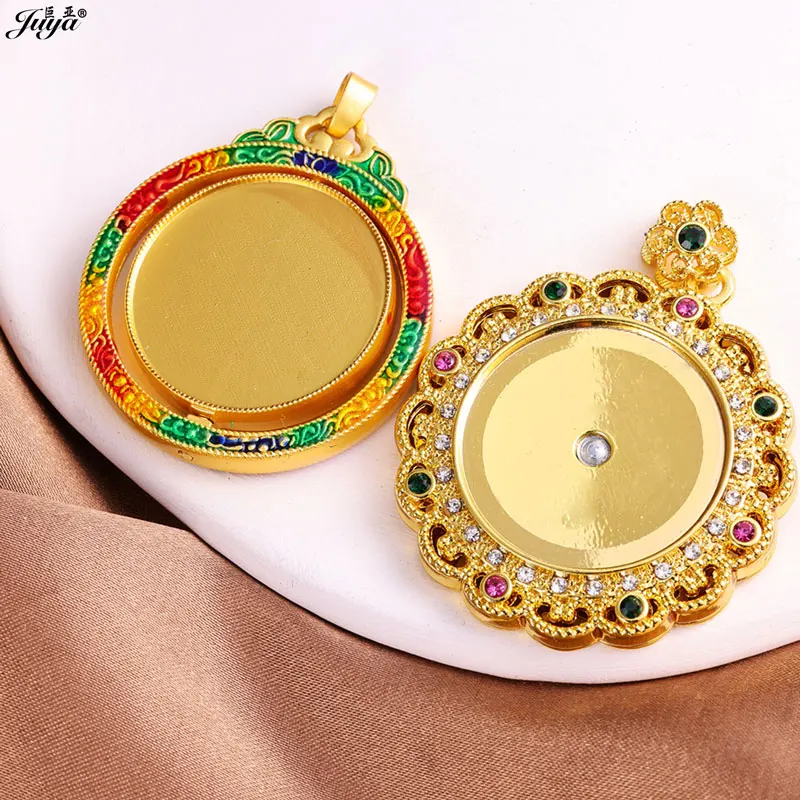 1 Stück Emaille-Kupfer-Anhänger-Cabochon-Basis 25mm Leere Fassung Schale Charms Zubehör für DIY-Halsketten Schmuckzubehör – Detail 4