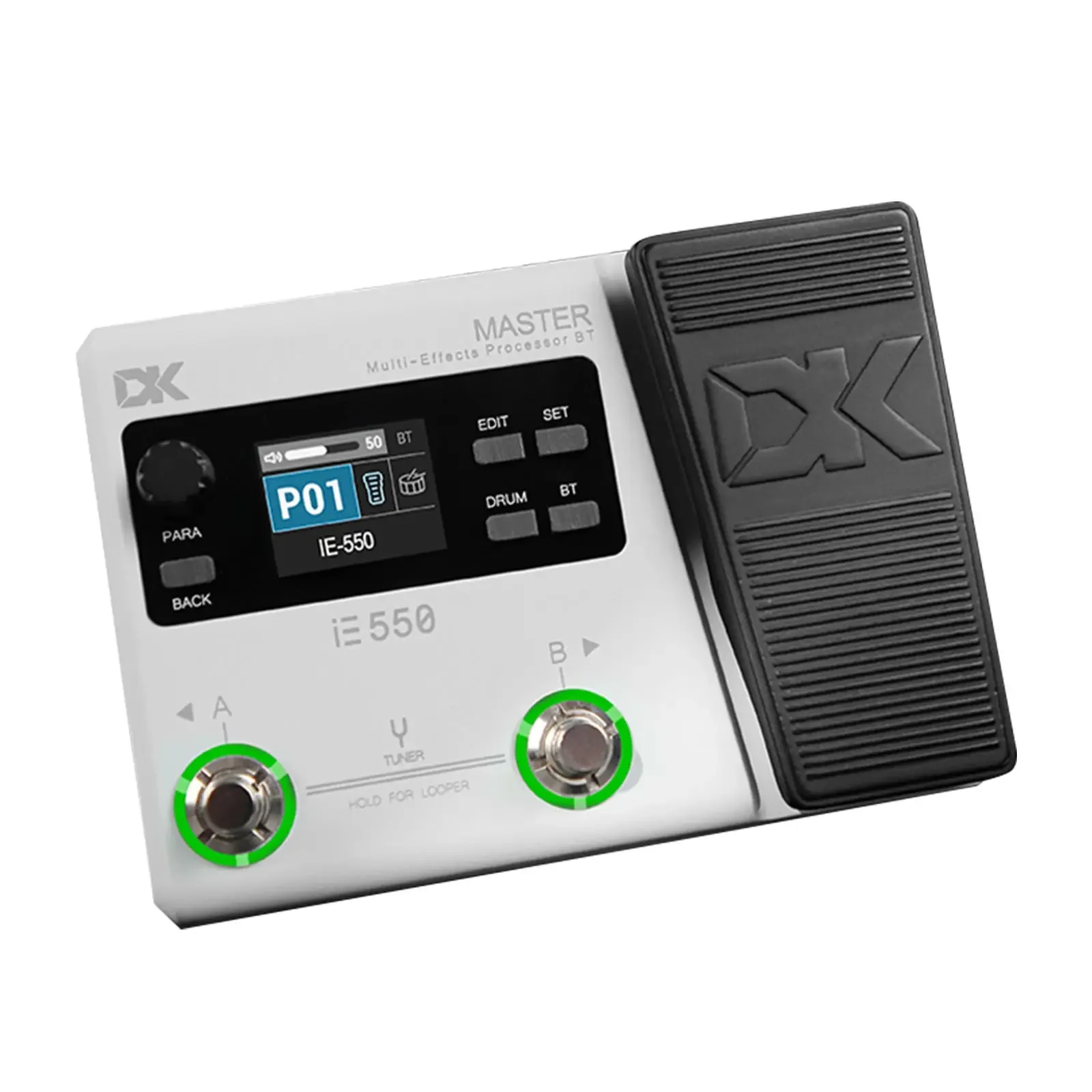 Pédale multi-effets Dk Ie-550-100 préréglages/74 Fx avec 5 modules Dsp, batterie de synchronisation bluetooth pour les performances en direct de guitare/basse