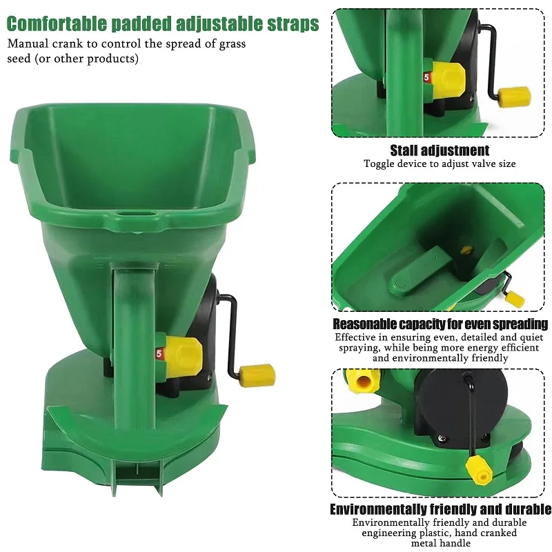 휴대용 씨앗 살포기 원예 휴대용 파종기 소형 파종기 수동식 잔디 씨앗 필드 비료 어플리케이터 1.5L 수동