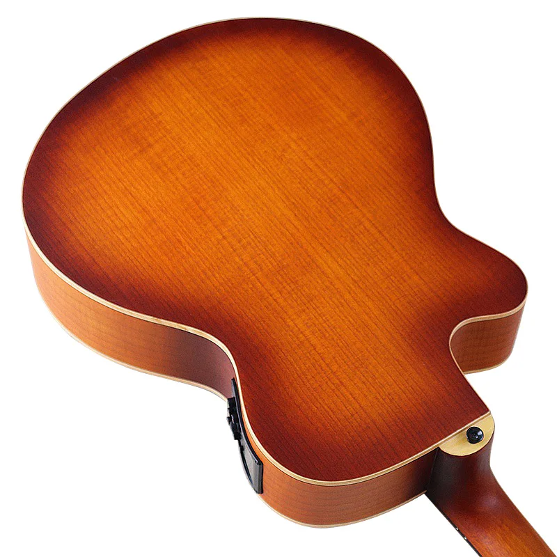 Acoustic Guitar 6 Strings Double F Hole 40 Inch Flame Maple Top Sunburst Folk Guitar Cutaway Matte Finish Guitarra