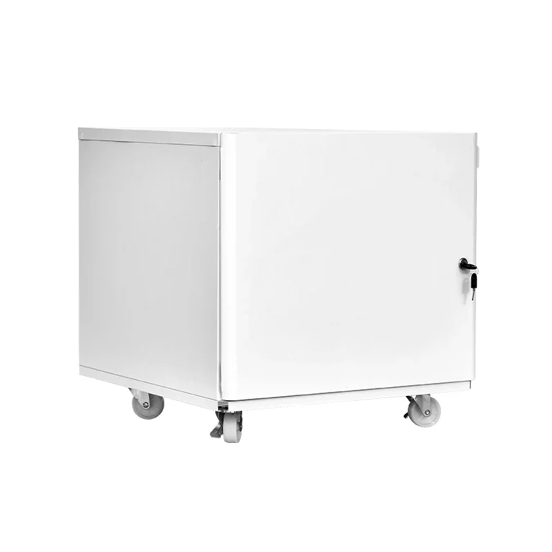 Floor-to-ceiling copier workbench placement cabinet mobile pulley