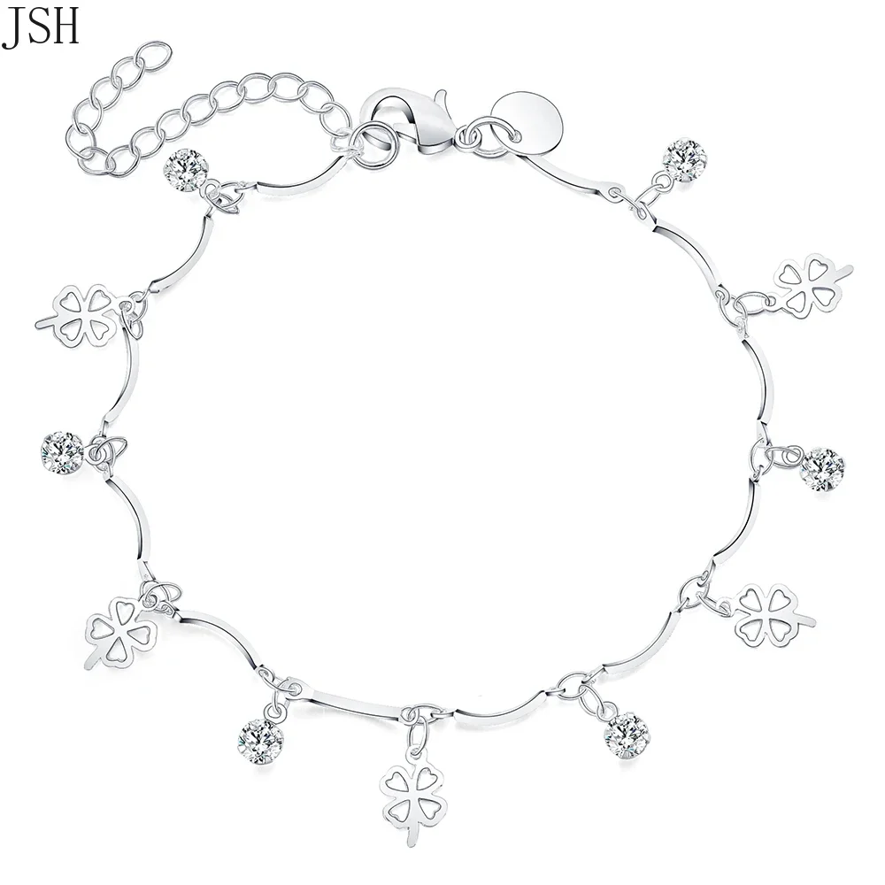 Wholesale 925 Silver Plated exquisite flower chain bracelet fashion charm Anklet wedding Cute women lady party gift LH034