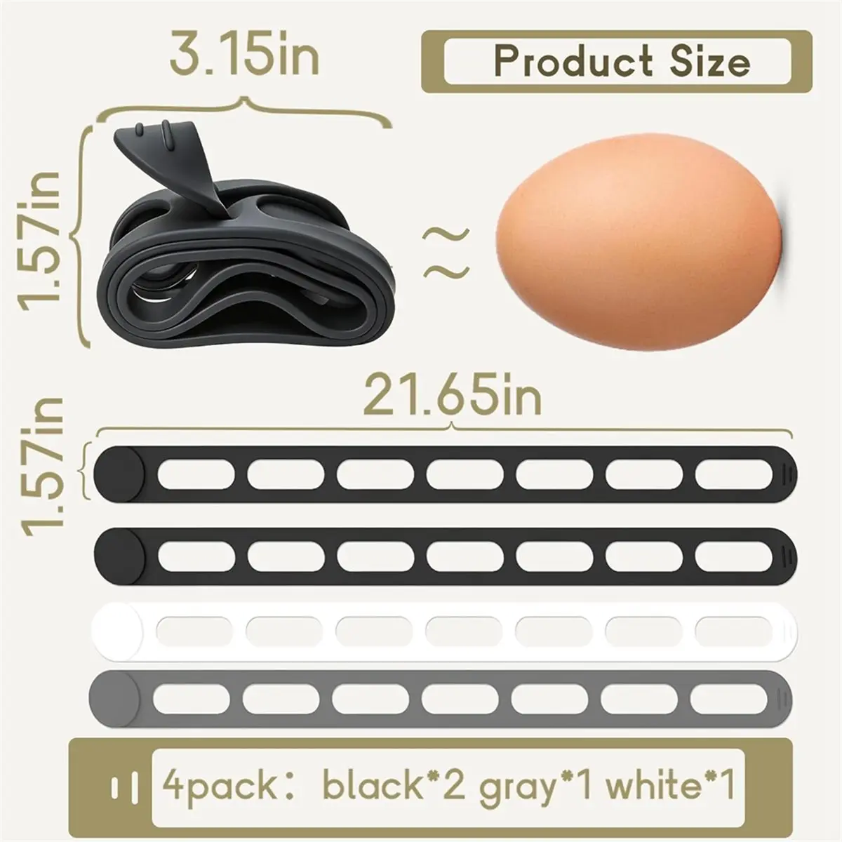 Industrial Tools 4-Pack Silicone Lid Lock Strap, Universal Lid for Slow Cooker Pot ,Heat- Self-Locking Tie