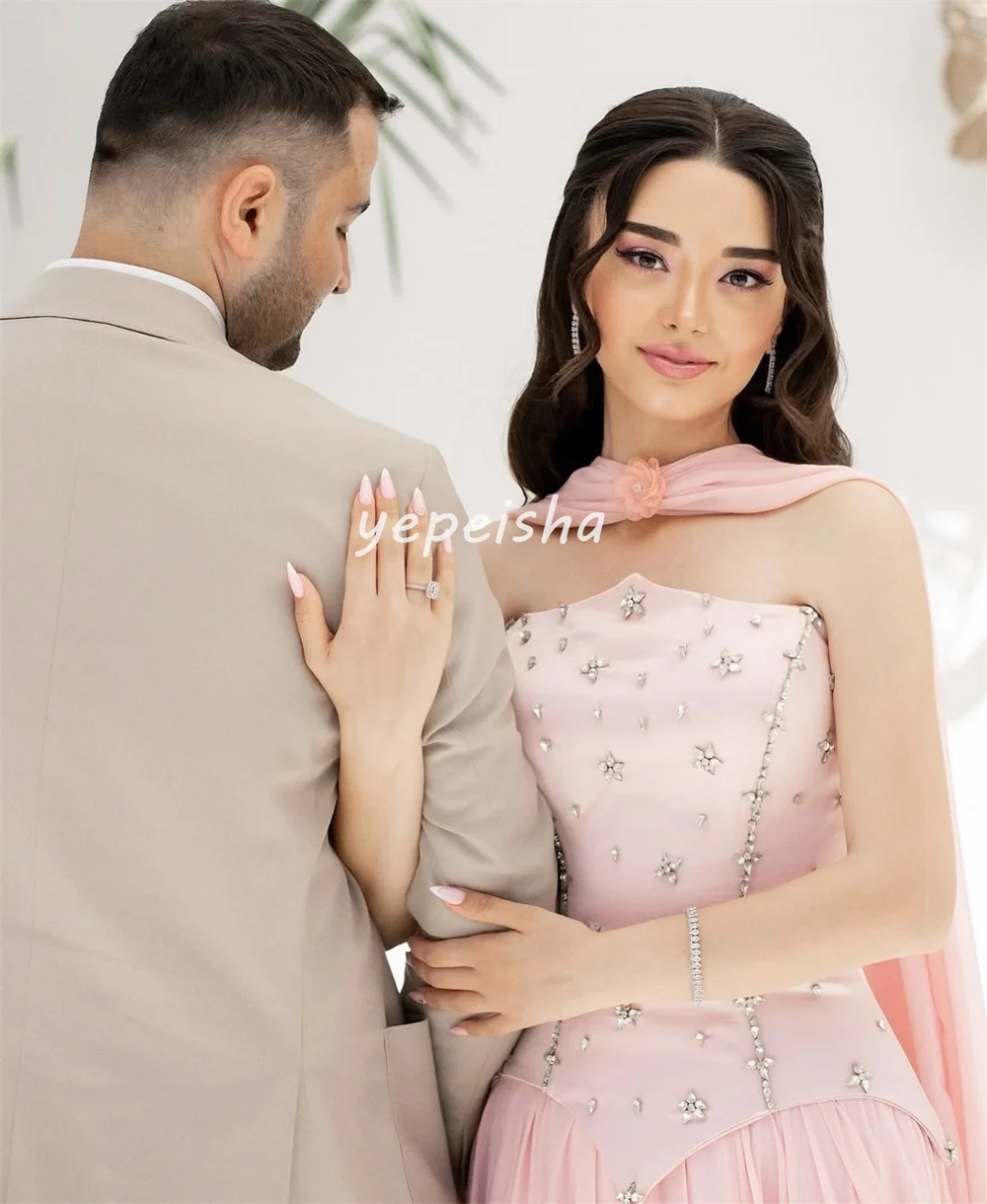 Abiti lunghi senza spalline a trapezio con pieghe di strass sexy in chiffon abbinato su misura Abiti per occasioni su misura Taglie disponibili Classico