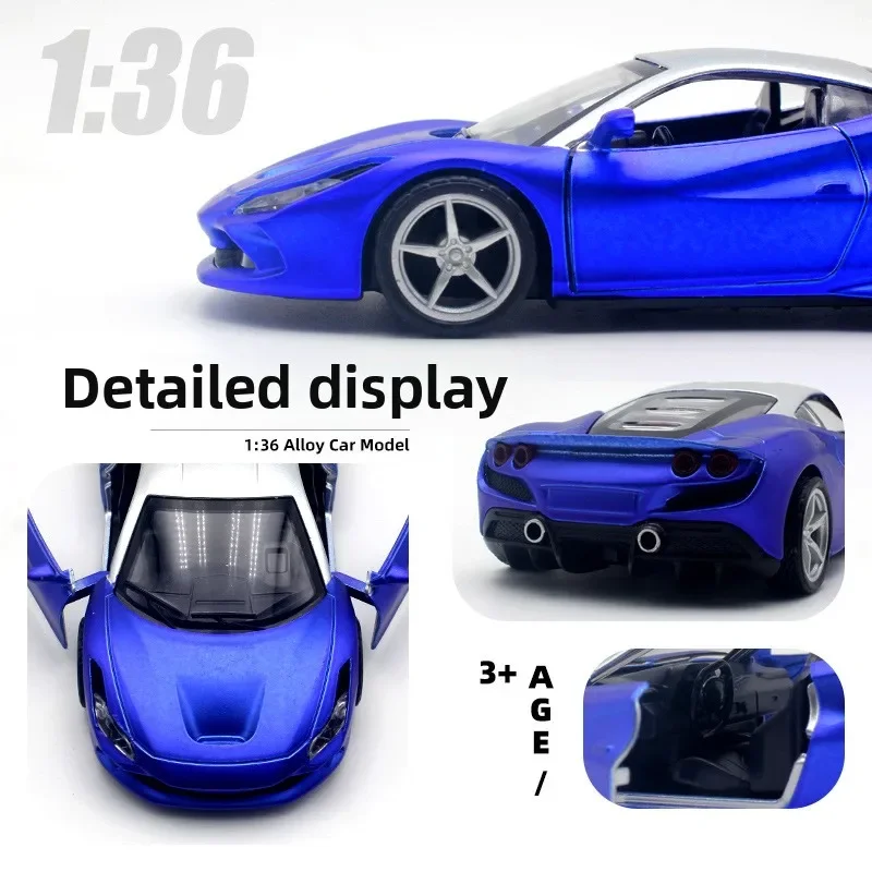 1:36 어린이 장난감 스포츠카 시뮬레이션 합금 자동차 모델 풀백 도어 케이크 장식품