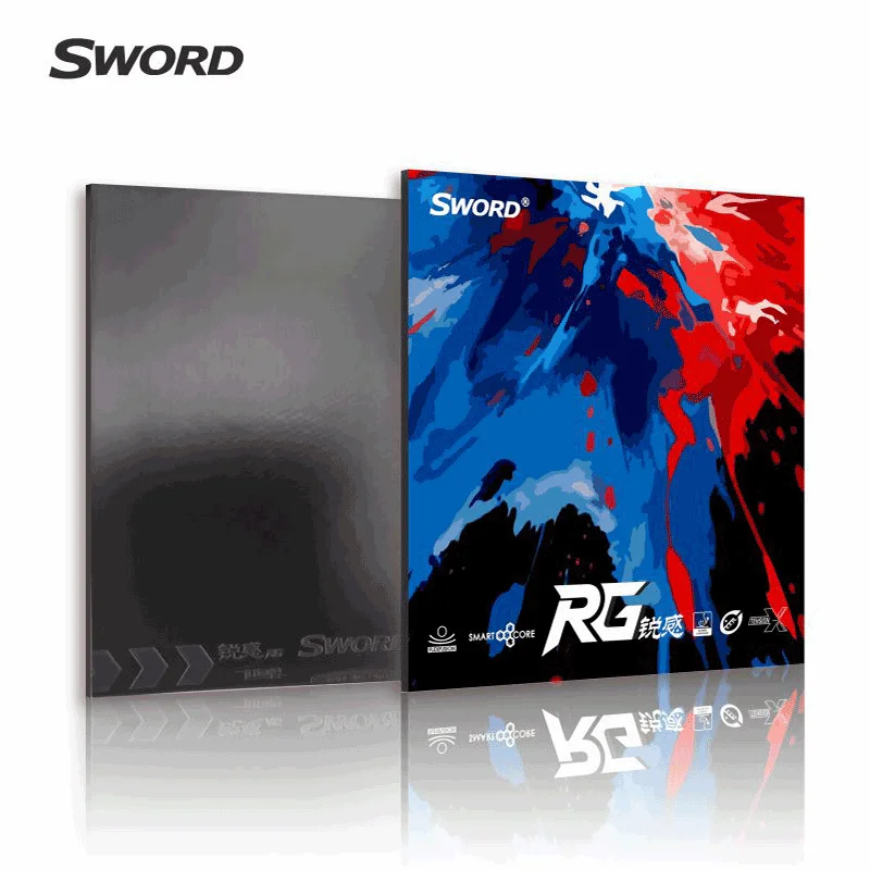Накладка для настольного тенниса Sword Rui Gan RG, полулипкая, универсальная, 46 °   Профессиональная резиновая подошва MAX Sponge Thickness Black/Red Reverse Rubber