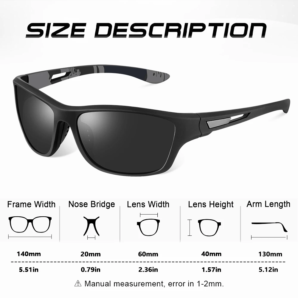 CRIXALIS Fashion rettangolo occhiali da sole polarizzati uomo outdoor ciclismo occhiali da sole uomo Sport pesca viaggi arrampicata Shades UV400