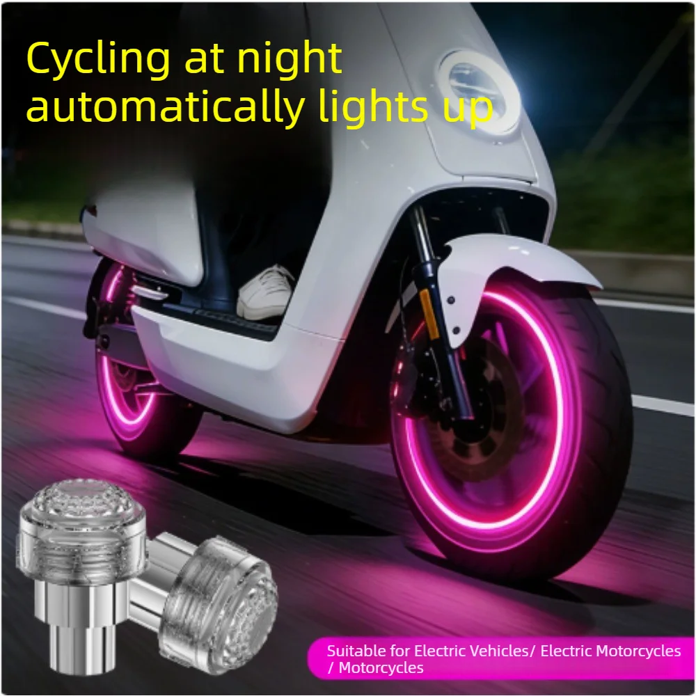 2PCS Car Tire Valve Night Lights Motorcycle Rim Light RGB Wheel Lamp Tire Valve Decoration Universal For Car Moto Accessories