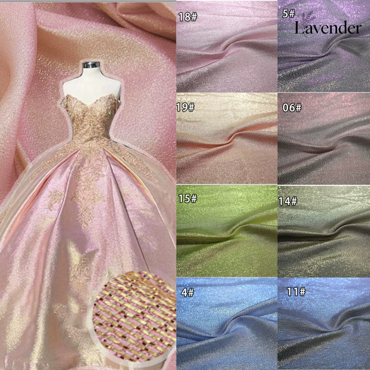 Tela Lame Dorada Brillante de Dos Tonos, Material Metálico Reflectante, Tela Rígida de Diseñador para Coser Vestidos de Noche