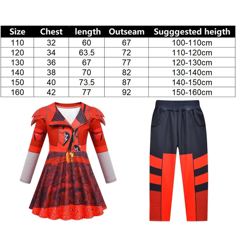 الفتيات الأحمر تأثيري حلي الاطفال هالوين فستان الساحرة أحفاد تمويه الزي فستان الحفلات + السراويل + قفاز 3 قطعة الدعاوى #6