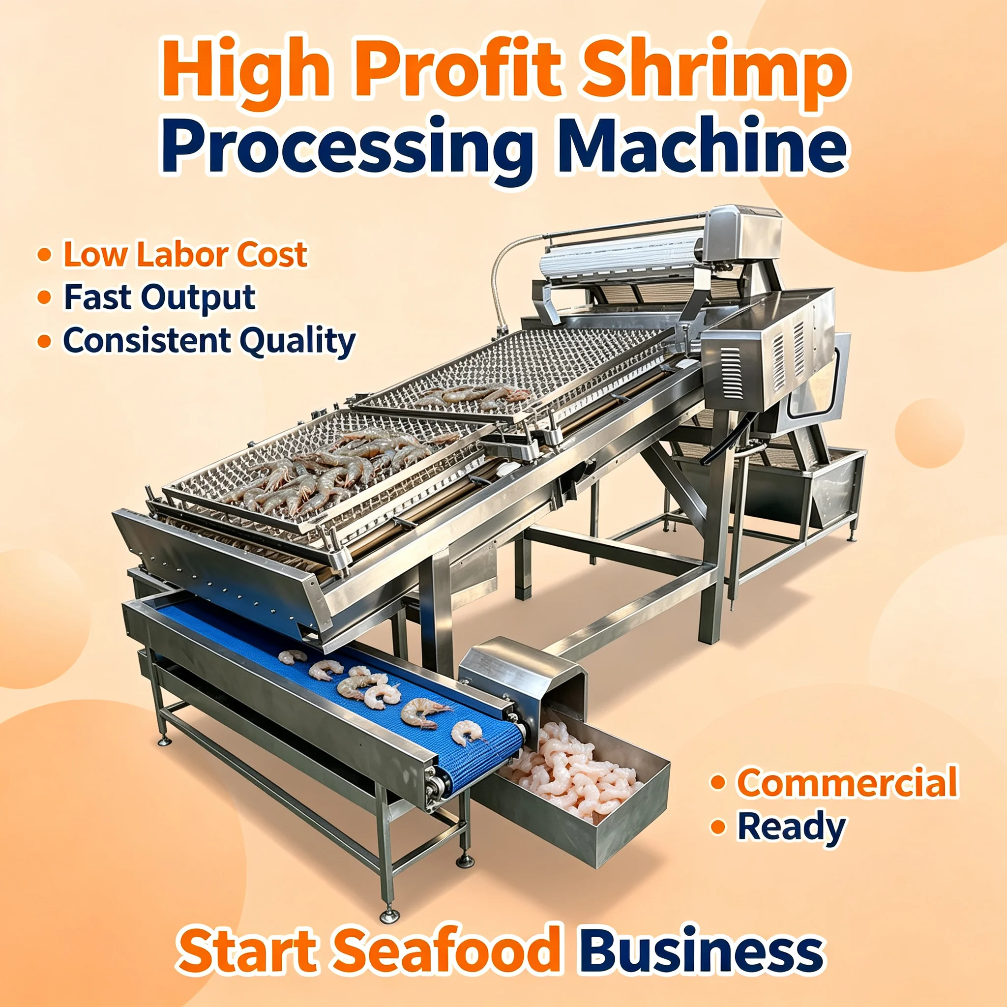 Shrimp Peeling Machine, Industrial‑Grade Shell Removing Device for 20‑80g Shrimp Mass Production Customized